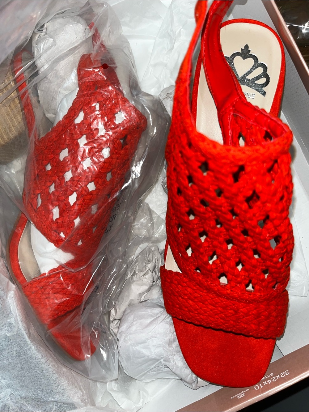 Red Woven Slingback Mules with Braided Strap